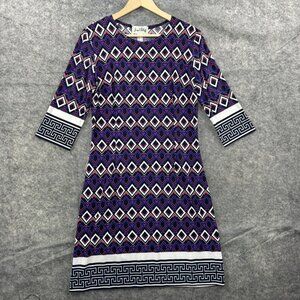 Joseph Ribkoff Dress Womens Sz 10 Blue Diamond 3/4 Sleeve Stretch Career Sheath